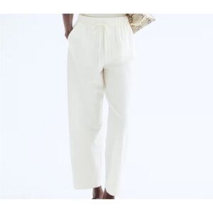 H&M Cream Linen Straight Leg Women's Pants